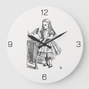 Grande Horloge Ronde Alice au pays des merveilles, tenir la bouteille "