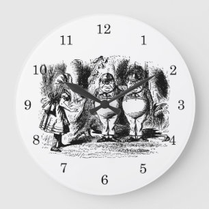 Grande Horloge Ronde Alice au Pays des Merveilles vintage, Tweedledum T