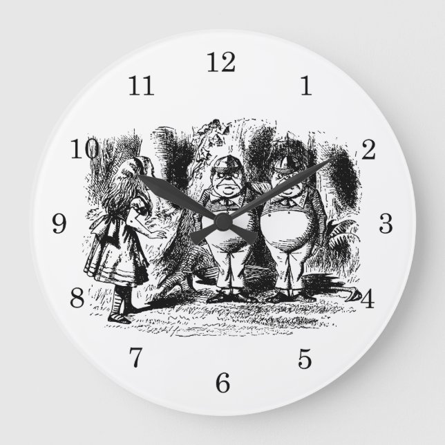 Grande Horloge Ronde Alice au Pays des Merveilles vintage, Tweedledum T (Recto)