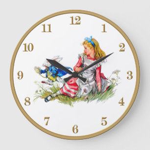 Grande Horloge Ronde Alice dans le pays des merveilles et l'horloge