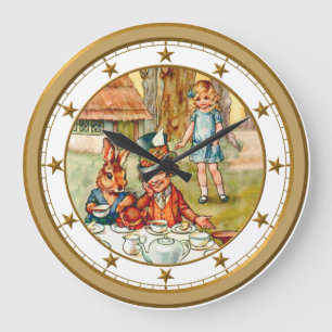 Grande Horloge Ronde Alice et le thé du chapelier fou
