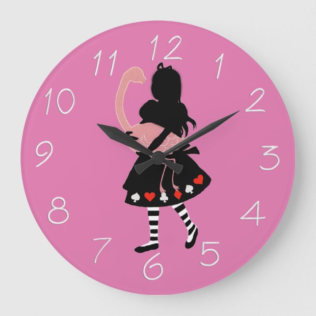 Grande Horloge Ronde Alice et Pink Flamingo (Recto)