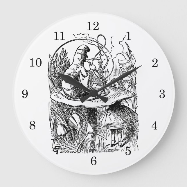 Grande Horloge Ronde Alice vintage au pays des merveilles Chatouchine (Recto)
