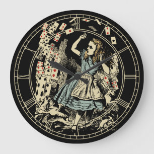 Grande Horloge Ronde Alice vintage carde le vol