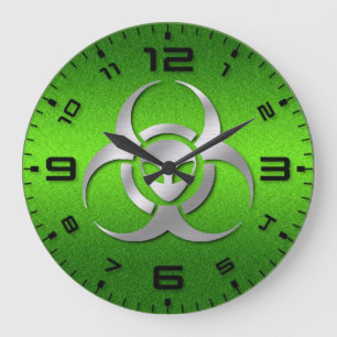 Grande Horloge Ronde Alien BioHazard Acier vert