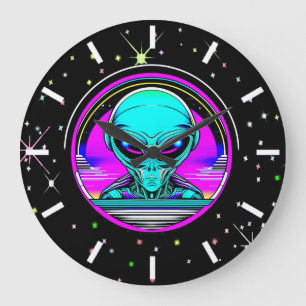 Grande Horloge Ronde Alien extra-terrestre volant un OVNI