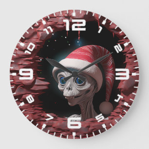 Grande Horloge Ronde alien Mars de Noël 3D