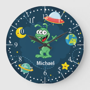 Grande Horloge Ronde Alien Monstre est un dessin animé dans l'espace
