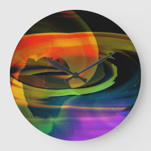 Grande Horloge Ronde Alien Paysage Abstrait Rainbow