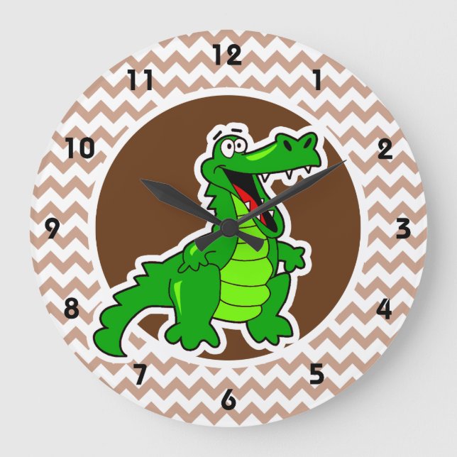 Grande Horloge Ronde Alligator ; Brown Chevron (Recto)
