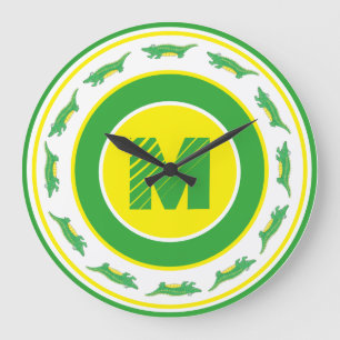 Grande Horloge Ronde Alligator vert Crocodile Gator initial