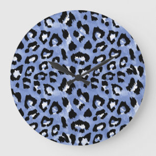 Grande Horloge Ronde Allure de la peau animale : léopard d'aquarelle