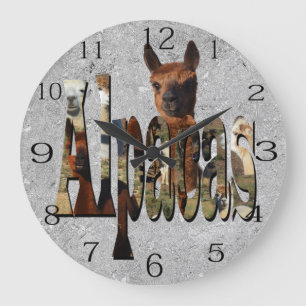 Grande Horloge Ronde Alpaca Brown Avec Logo Alpaca Sur Argent,