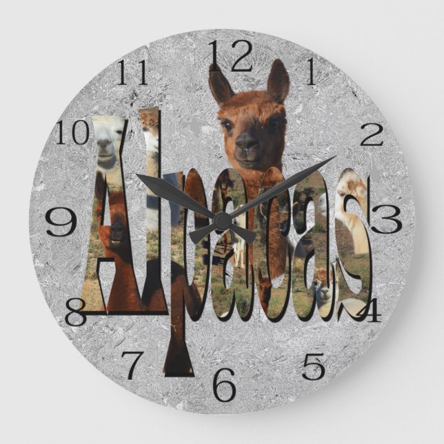 Grande Horloge Ronde Alpaca Brown Avec Logo Alpaca Sur Argent, (Recto)