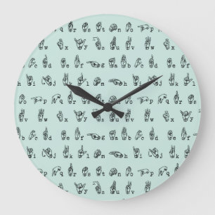 Grande Horloge Ronde Alphabet de langue des signes américaine de //de