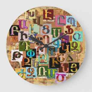 Grande Horloge Ronde Alphabet de texture arménien