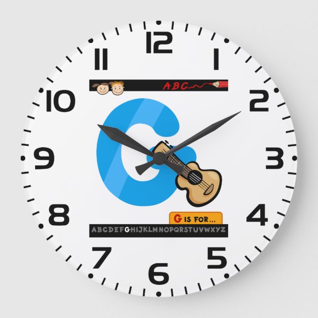 Grande Horloge Ronde Alphabet Letter G is for Guitar (Recto)