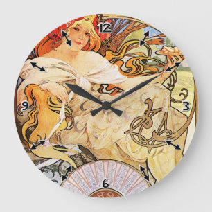Grande Horloge Ronde Alphonse Mucha Biscuits Lefevre-Utile