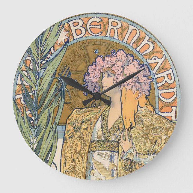 Grande Horloge Ronde Alphonse Mucha - Sarah Bernhard Peinture (Recto)