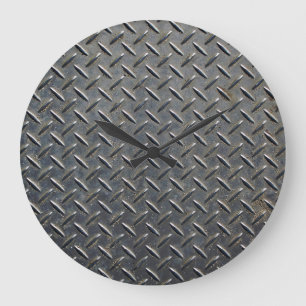 Grande Horloge Ronde Aluminium foncé : conception de forme Rhombus