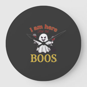 Grande Horloge Ronde Am Here Boos Halloween Ghost Verres à Vin Araignée
