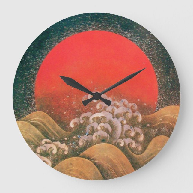 Grande Horloge Ronde AMATERASU, SOLEIL GODDESS rouge brun noir (Recto)
