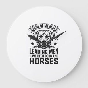 Grande Horloge Ronde Amateur de chien cheval vintage conception hommes 