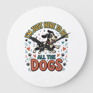 Grande Horloge Ronde Amateur de chien drôle Vintage pour chien tous les