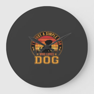 Grande Horloge Ronde Amateur de chien Homme simple Rétro Coucher de sol