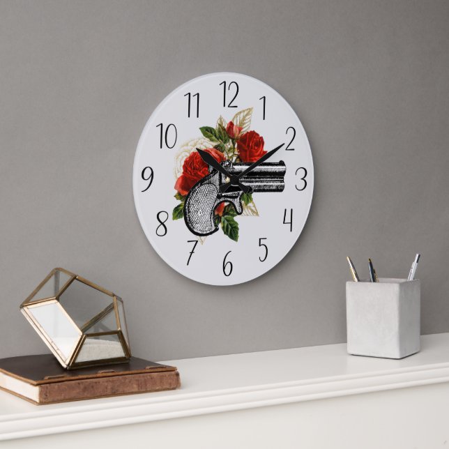 Grande Horloge Ronde Amateurs de pistolets à vapeur cool (Bureau)