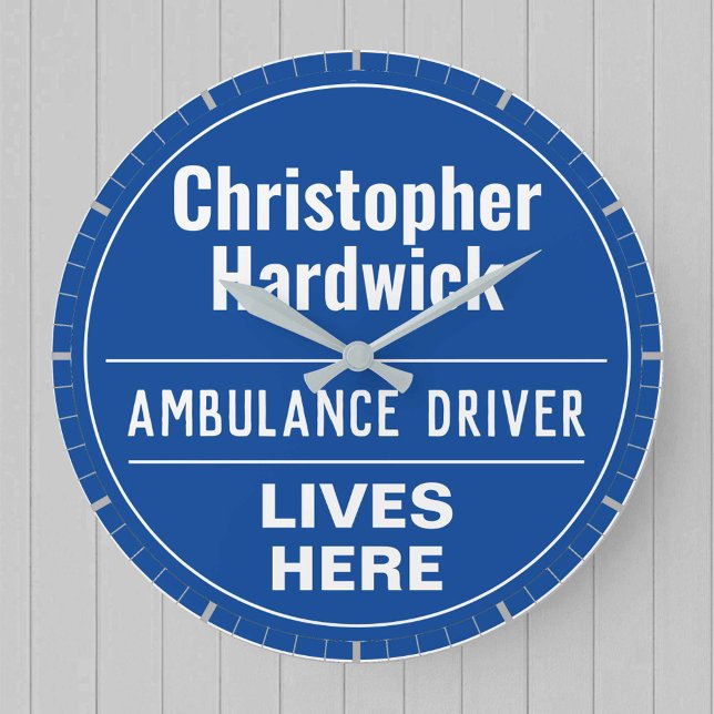 Grande Horloge Ronde Ambulance amusante Chauffeur Mur Style Plaque (Créateur téléchargé)