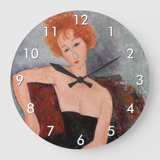 Grande Horloge Ronde Amedeo Modigliani - Robe de soirée pour filles rou (Recto)