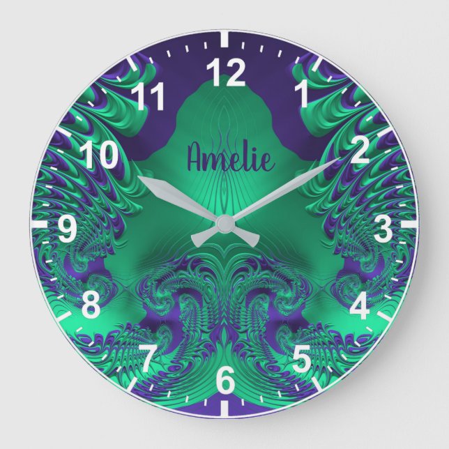 Grande Horloge Ronde AMELIE ! Green and Purple (Recto)