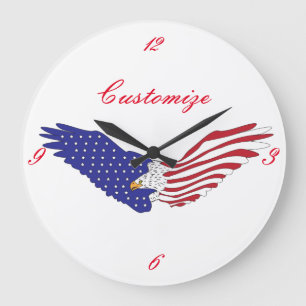 Grande Horloge Ronde Américain Eagles Thunder_Cove patriote 4 juillet