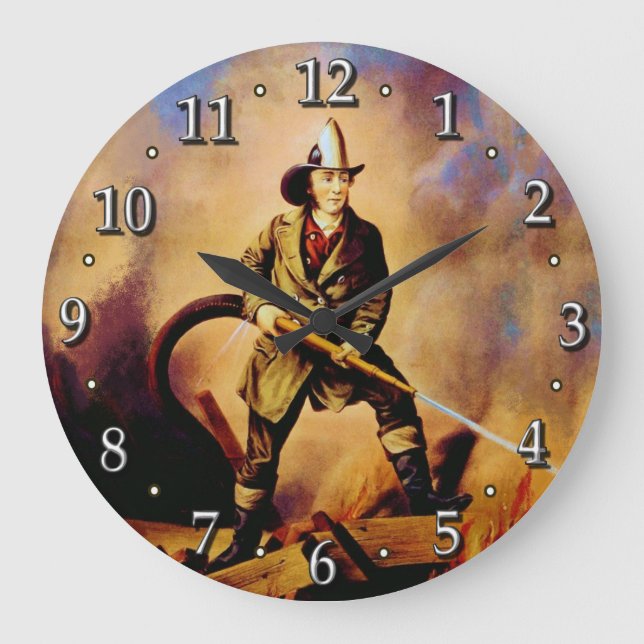 Grande Horloge Ronde American Firefighter Style 1 Clock (Recto)