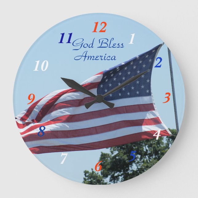 Grande Horloge Ronde American Flag waving in the breeze- customize (Recto)