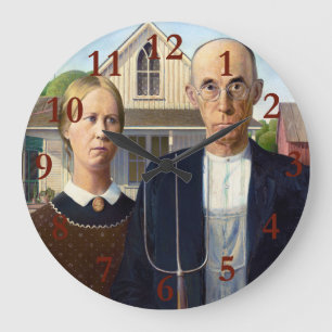 Grande Horloge Ronde American gothique classique peinture Grant Wood