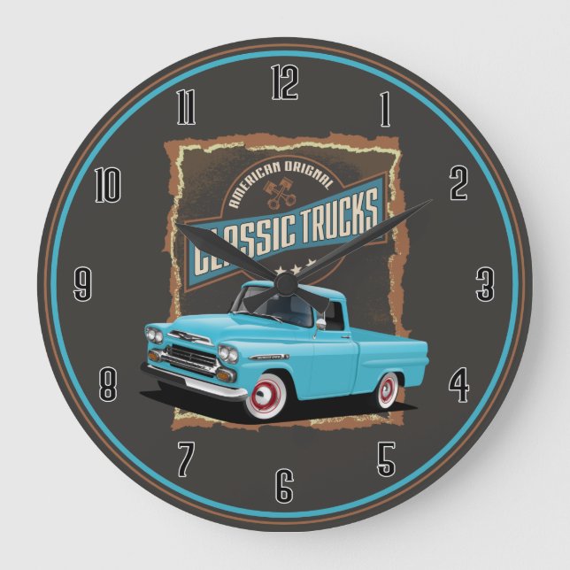 Grande Horloge Ronde American retro classic Trucks Large Clock (Recto)
