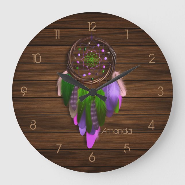 Grande Horloge Ronde Amérindien Dreamcatcher (Recto)