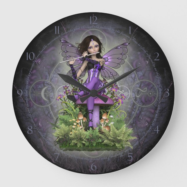 Grande Horloge Ronde Amethyst Fairy ~ Flûte magique (Recto)