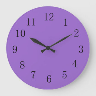 Grande Horloge Ronde Améthyste violet couleur solide
