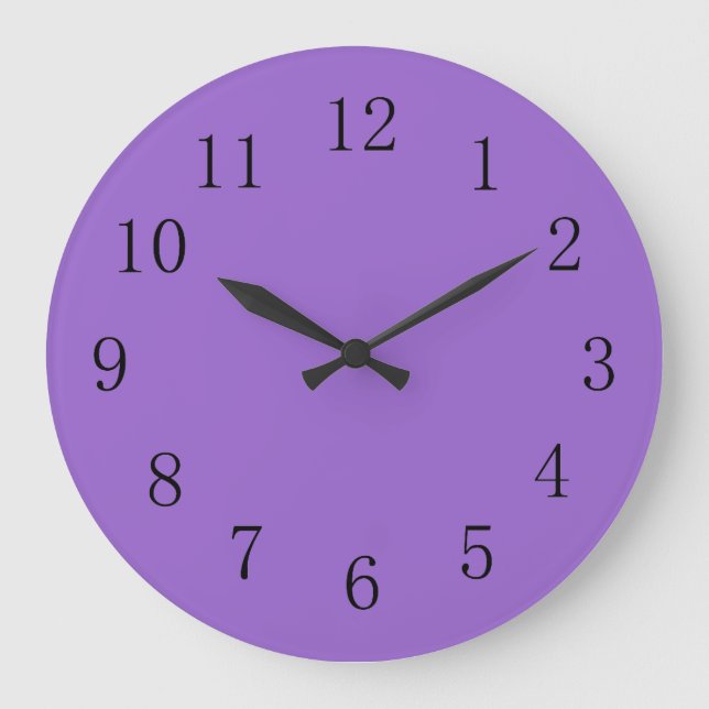 Grande Horloge Ronde Améthyste violet couleur solide (Recto)