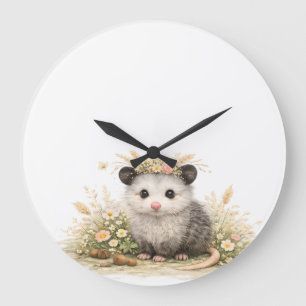 Grande Horloge Ronde Ami de la forêt, opossum des bois