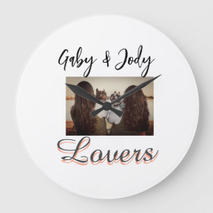 Grande Horloge Ronde Amis animaux meilleures copines ajouter nom photo 