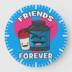 Grande Horloge Ronde Amis de l'entraînement pour toujours - Cute Kawaii