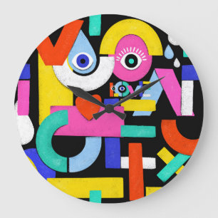Grande Horloge Ronde Amour Abstrait, yeux : motif coloré