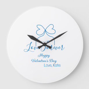 Grande Horloge Ronde Amour bleu arc heureux Saint-Valentin nom d