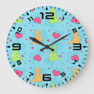 Grande Horloge Ronde Amour de dinosaure