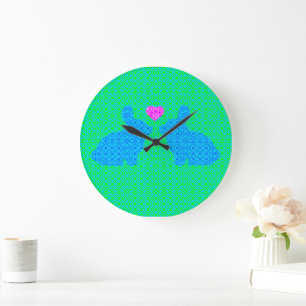 Grande Horloge Ronde Amour de Lapin Mignon