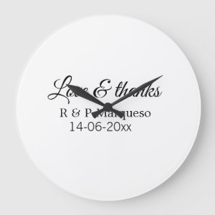 Grande Horloge Ronde Amour & merci ajoutez nom du couple mariage ajoute